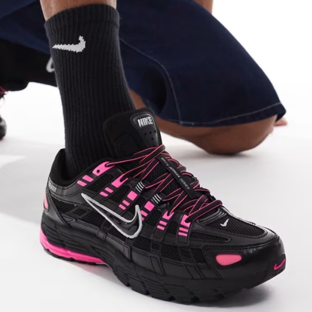 Nike P-6000 (GS) Running Sneaker Black Pink 5 Youth Women's 6.5 New